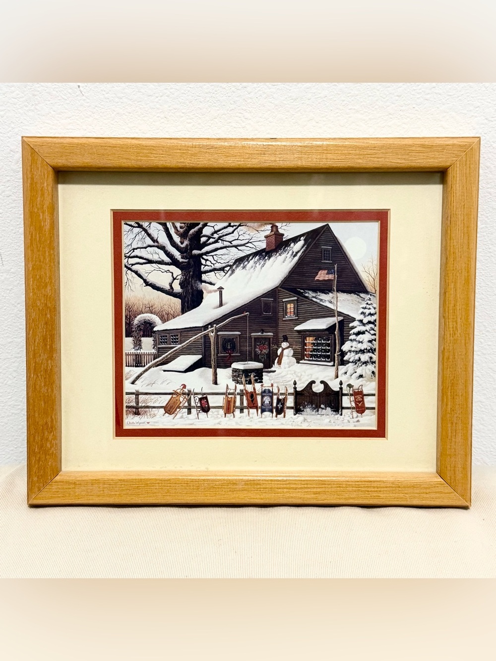 Charles Wysocki "Cocoa Break at Copperfield" Framed 8x10 Winter Folk Art Print
